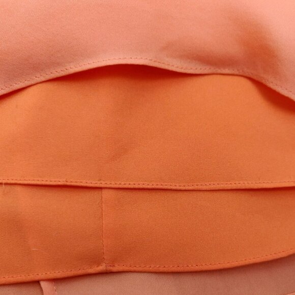 Tibi Silk Ruffle Dress Size 8 Orange Coral Sleeveless Lined Feminine Flowy - Picture 9 of 12